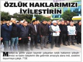 Malatya İl Başkanlığımız, Teknik Hizmetler Sınıfında Olanlar İçin Basın Açıklaması Düzenledi