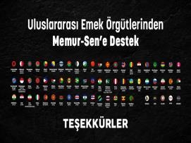 Uluslararası Emek Örgütlerinden Memur-Sen’e Destek