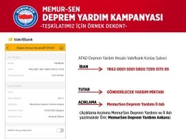 Memur-Sen Teşkilatı Depremzedeler İçin El Ele Veriyor